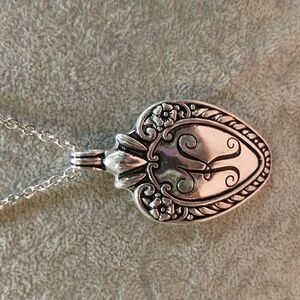 Silver Tone "K" Initial Necklace